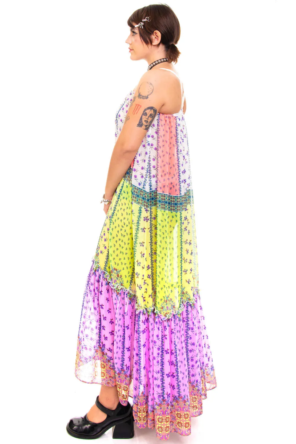 Vintage Y2K Sheer Floral Patchwork Tank Dress - S/M/L sold by Tunnel Vision product image thumbnail 4