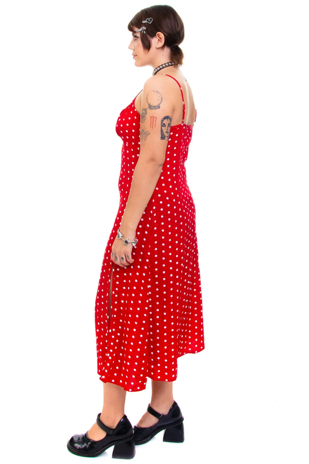 Vintage Y2K Red Polka Dots Tank Dress - L sold by Tunnel Vision product image thumbnail 4