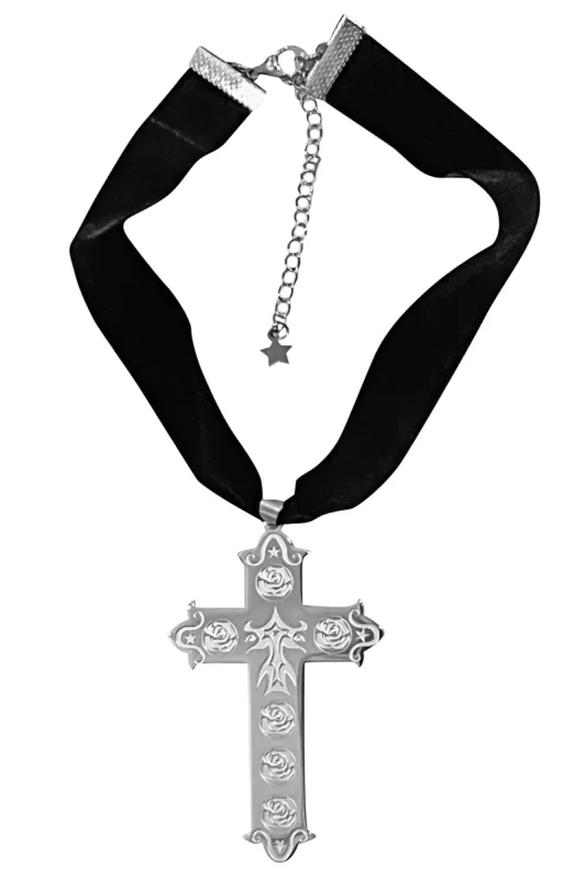 Big Cross Velvet Choker sold by Tunnel Vision