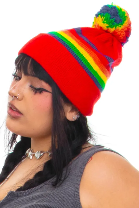 Vintage 70's Wool Rainbow Stripe Beanie sold by Tunnel Vision