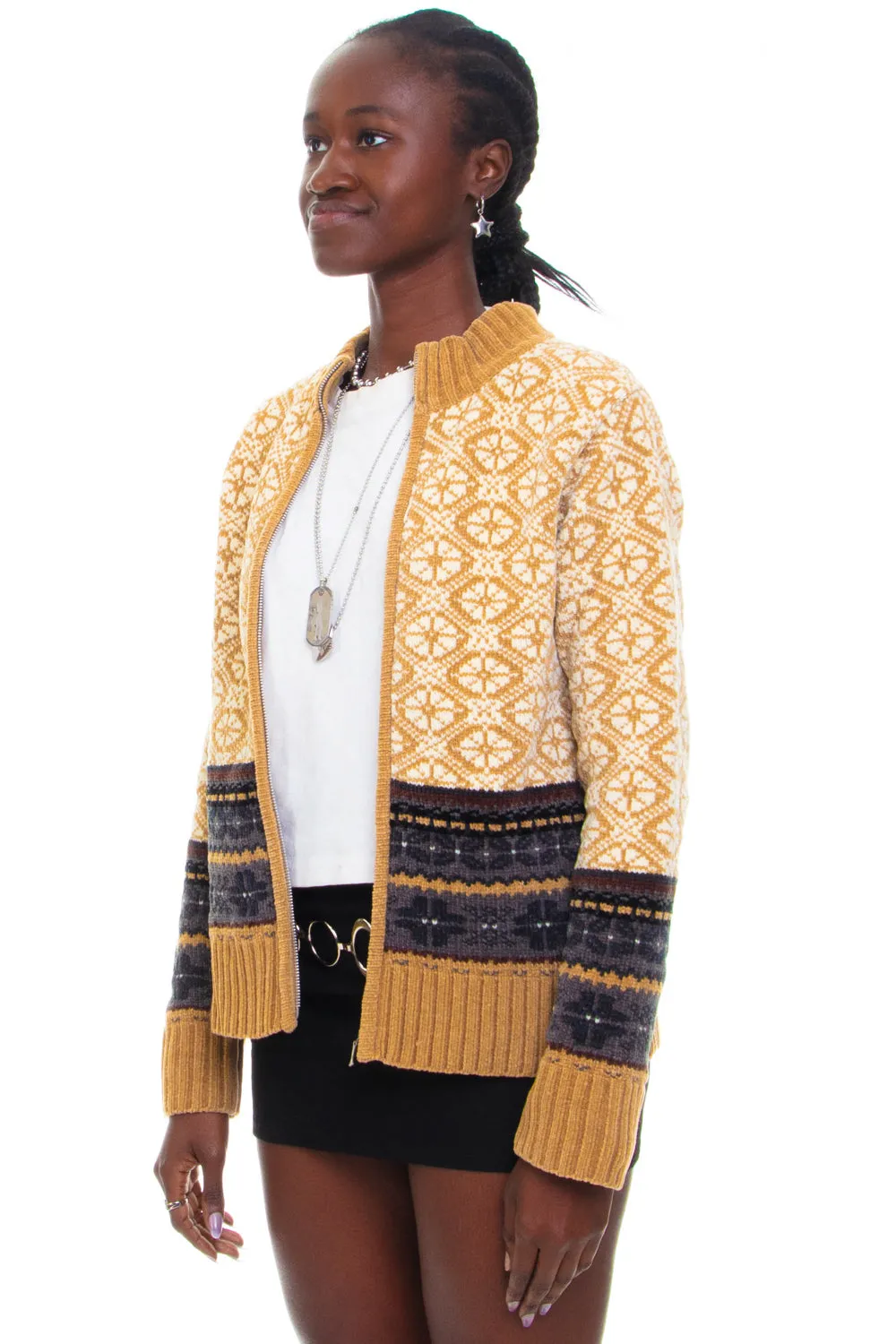 Vintage 90's Floral Stripe Zip Up Sweater - M sold by Tunnel Vision product image thumbnail 3