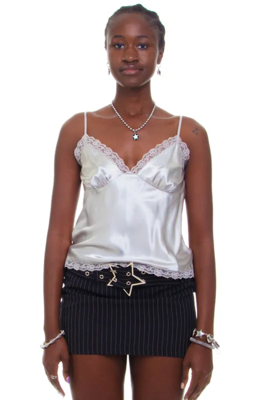 Vintage Y2K Metal Silver Lace Tank - S/M sold by Tunnel Vision