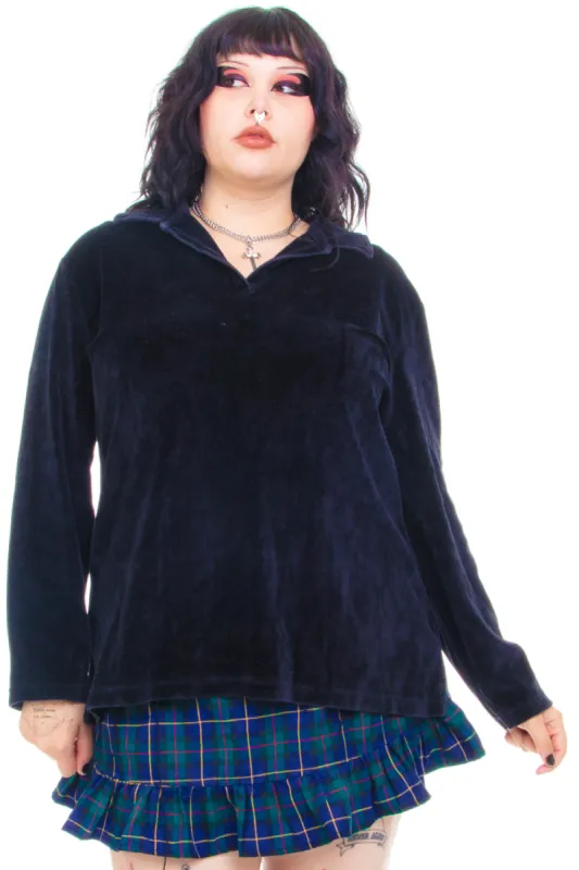 Vintage 90's Black Velvet Long-Sleeve - XL/2X sold by Tunnel Vision