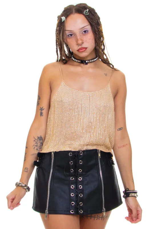 Vintage Y2K Champagne Sequin Tank - XS/S sold by Tunnel Vision