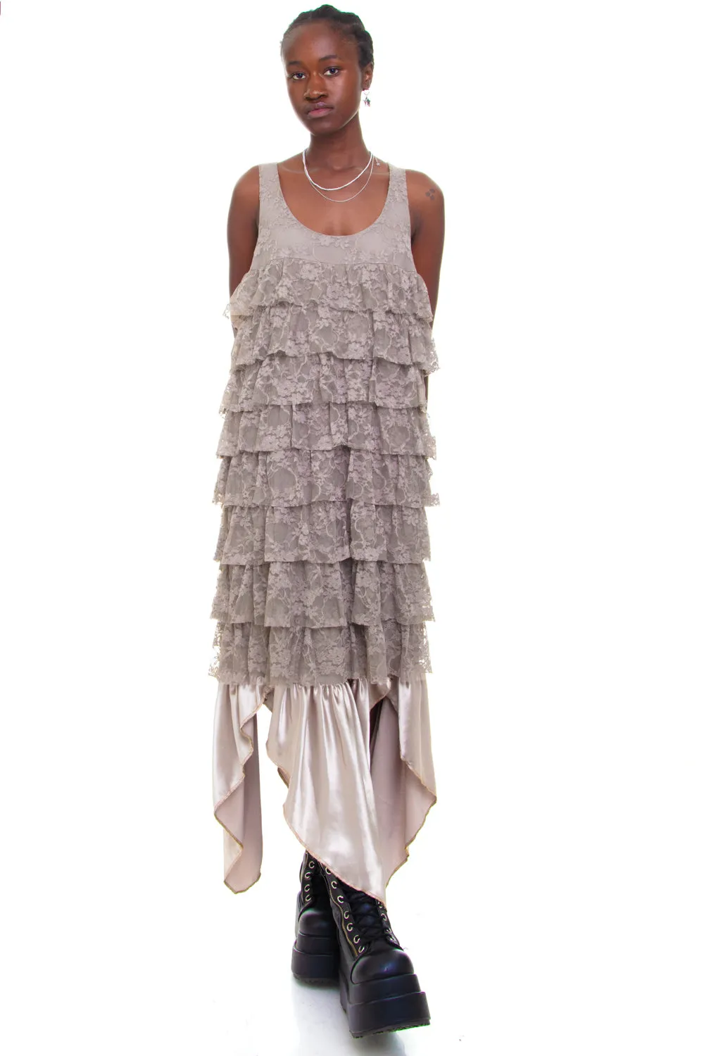 Vintage Y2K Whimsical Lace Grey Tank Dress - OSFM sold by Tunnel Vision product image thumbnail 2