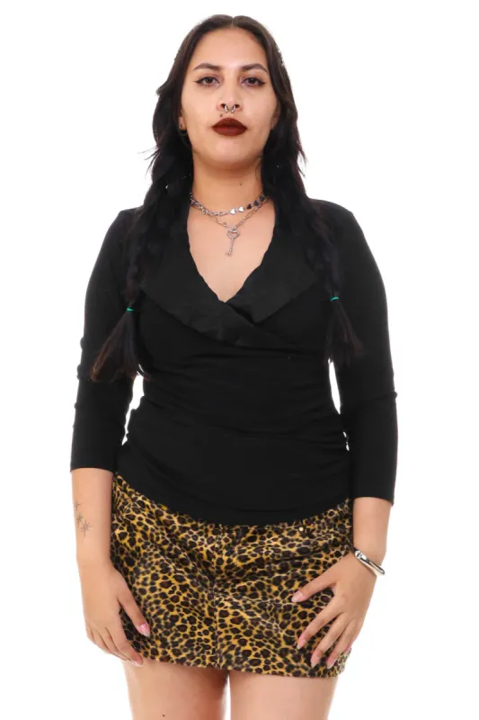 Vintage Y2K Black Scrunched Up Blouse M/L sold by Tunnel Vision