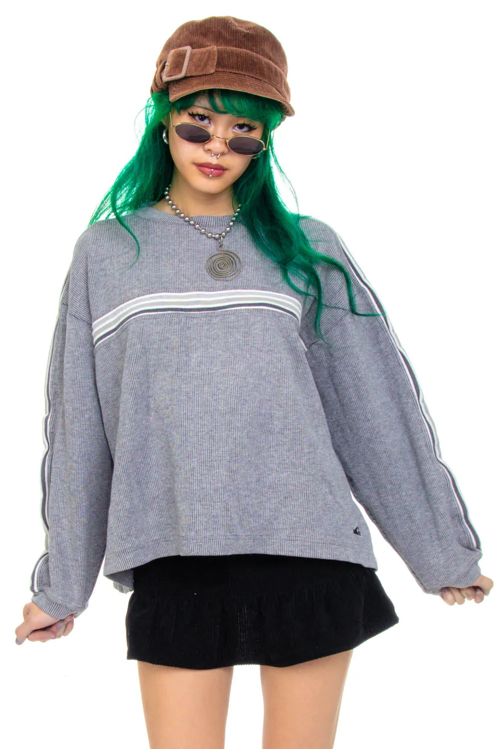 Vintage Y2K Grey Stripe Sweater sold by Tunnel Vision