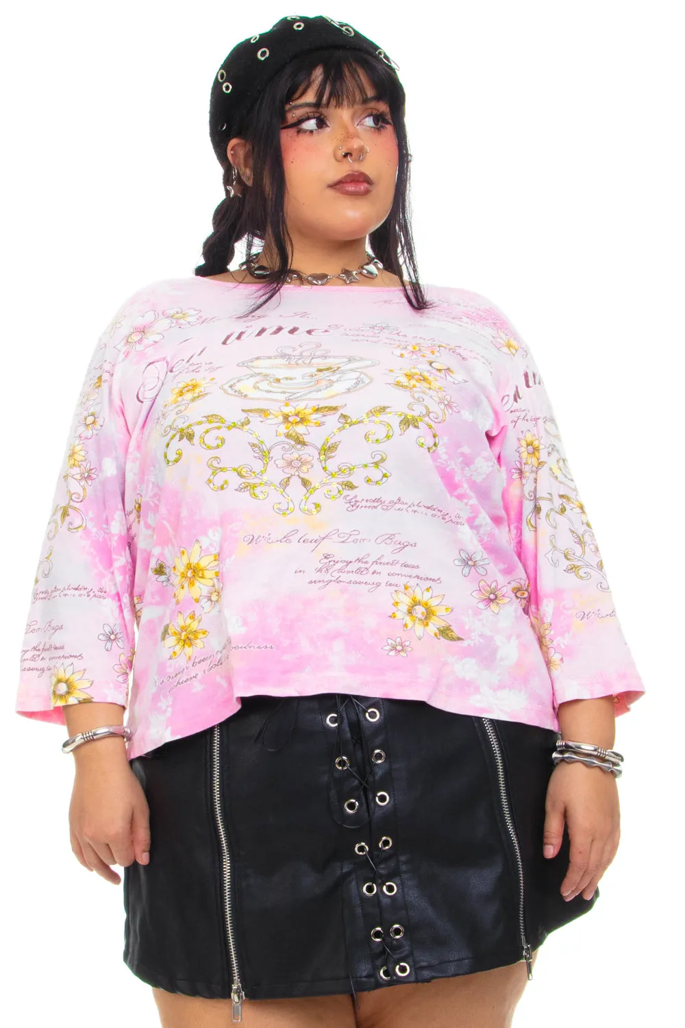 Vintage Y2K Tea Time Pink Long-Sleeve - XL/2X/3X sold by Tunnel Vision product image thumbnail 3