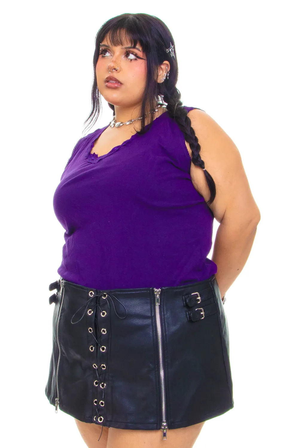 Vintage Y2K Purple Floral Trim Tank - XL/2X/3X sold by Tunnel Vision product image thumbnail 3