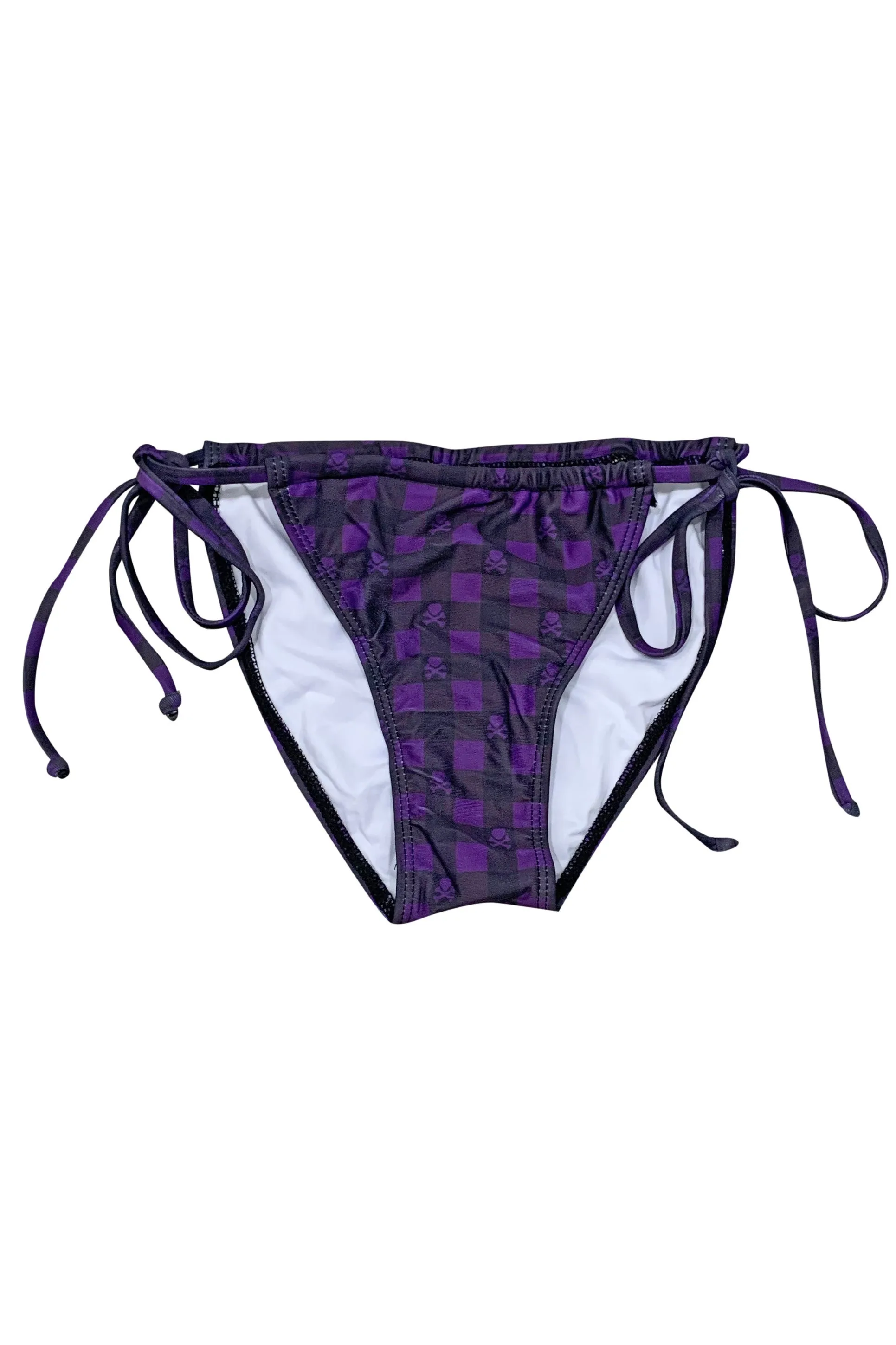 Purple Gingham Heart String Bikini Swimsuit Bottoms sold by Tunnel Vision