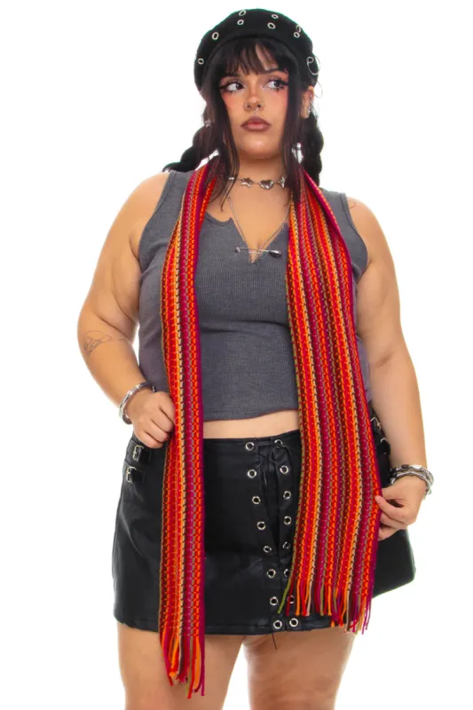 Vintage Y2K Rainbow Stripe Knit Scarf sold by Tunnel Vision