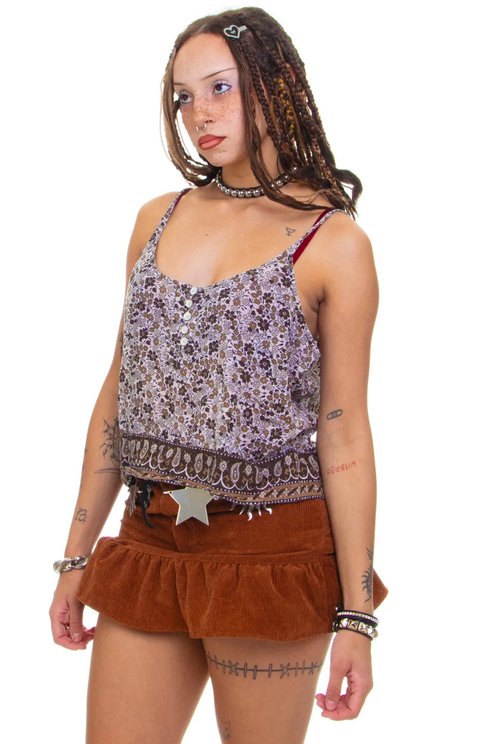 Vintage Y2K At Last Brown Floral Tank - S/M sold by Tunnel Vision product image thumbnail 4