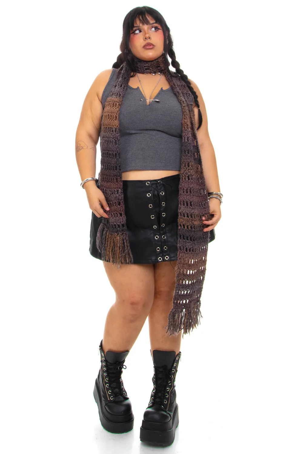 Vintage Y2K Shades Of Brown Stripe Knit Scarf sold by Tunnel Vision product image thumbnail 2