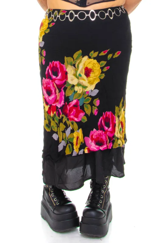 Vintage 90's Romantic Floral Maxi Skirt - 3X sold by Tunnel Vision