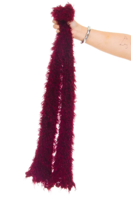 Vintage Y2K Cranberry Fuzzy Monster Scarf sold by Tunnel Vision