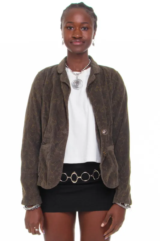 Vintage Y2K Dark Green Vine Corduroy Blazer Jacket - S/M sold by Tunnel Vision
