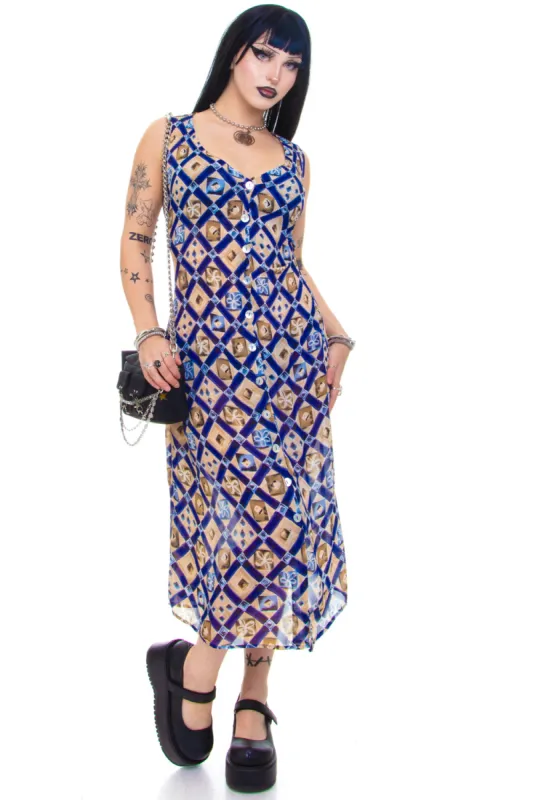 Vintage 90's Floral Pleated Button Up Tank Dress - OSFM sold by Tunnel Vision
