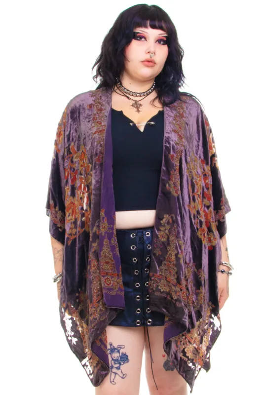 Vintage Y2K Velvet Flower Shawl Cardigan - OSFM sold by Tunnel Vision