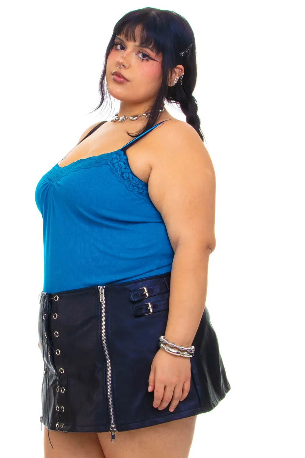 Vintage Y2K Turquoise Lace Trim Tank - 2X/3X sold by Tunnel Vision product image thumbnail 4