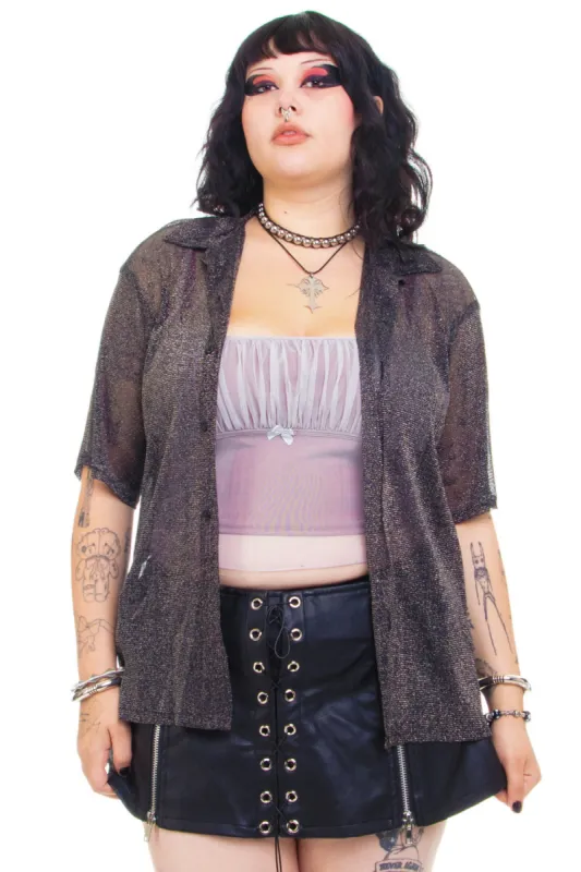Vintage Y2K Sparkly Mesh Button Up - L/XL/2X sold by Tunnel Vision