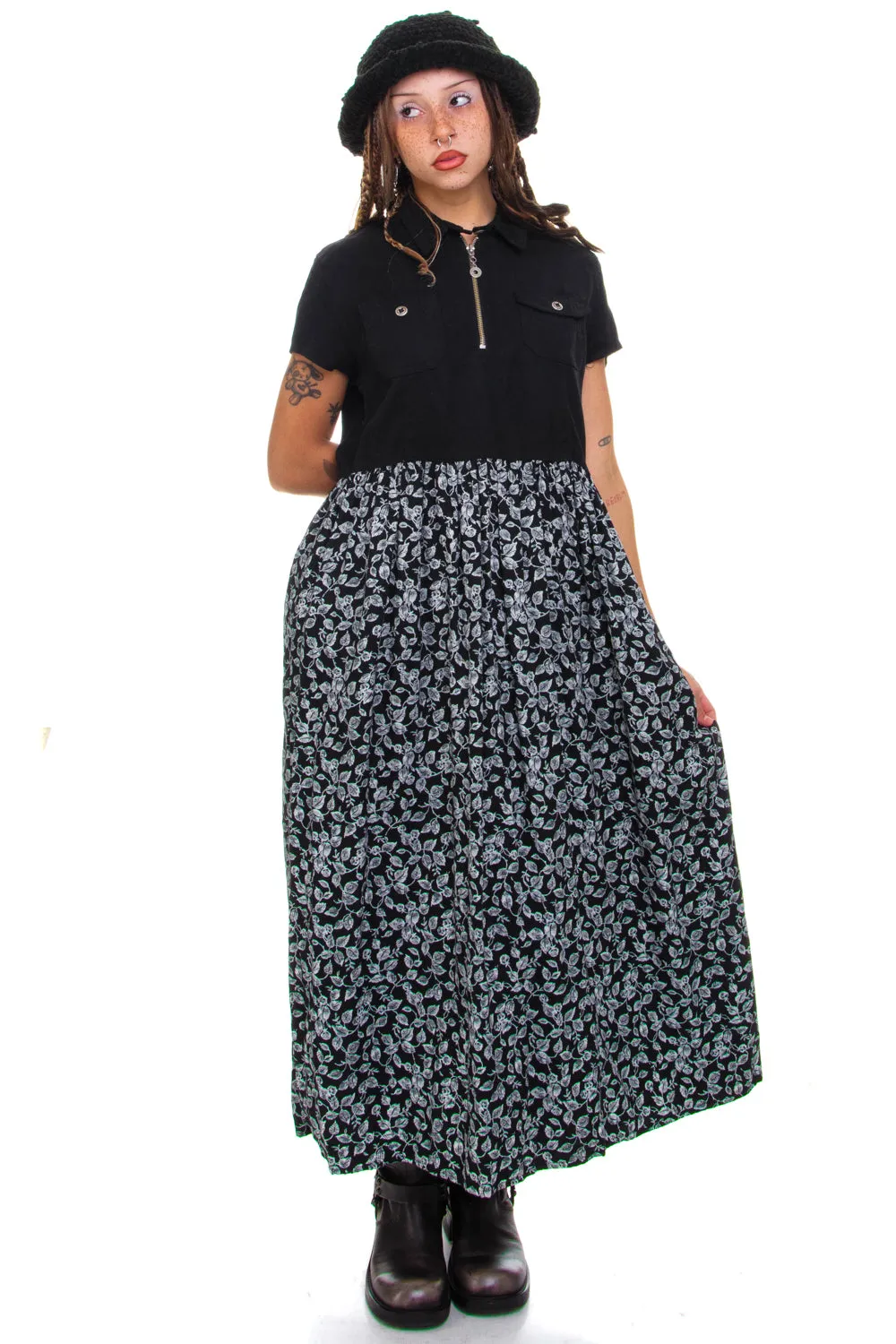 Vintage 90's Floral Zip Up Maxi Dress - S/M sold by Tunnel Vision product image thumbnail 2