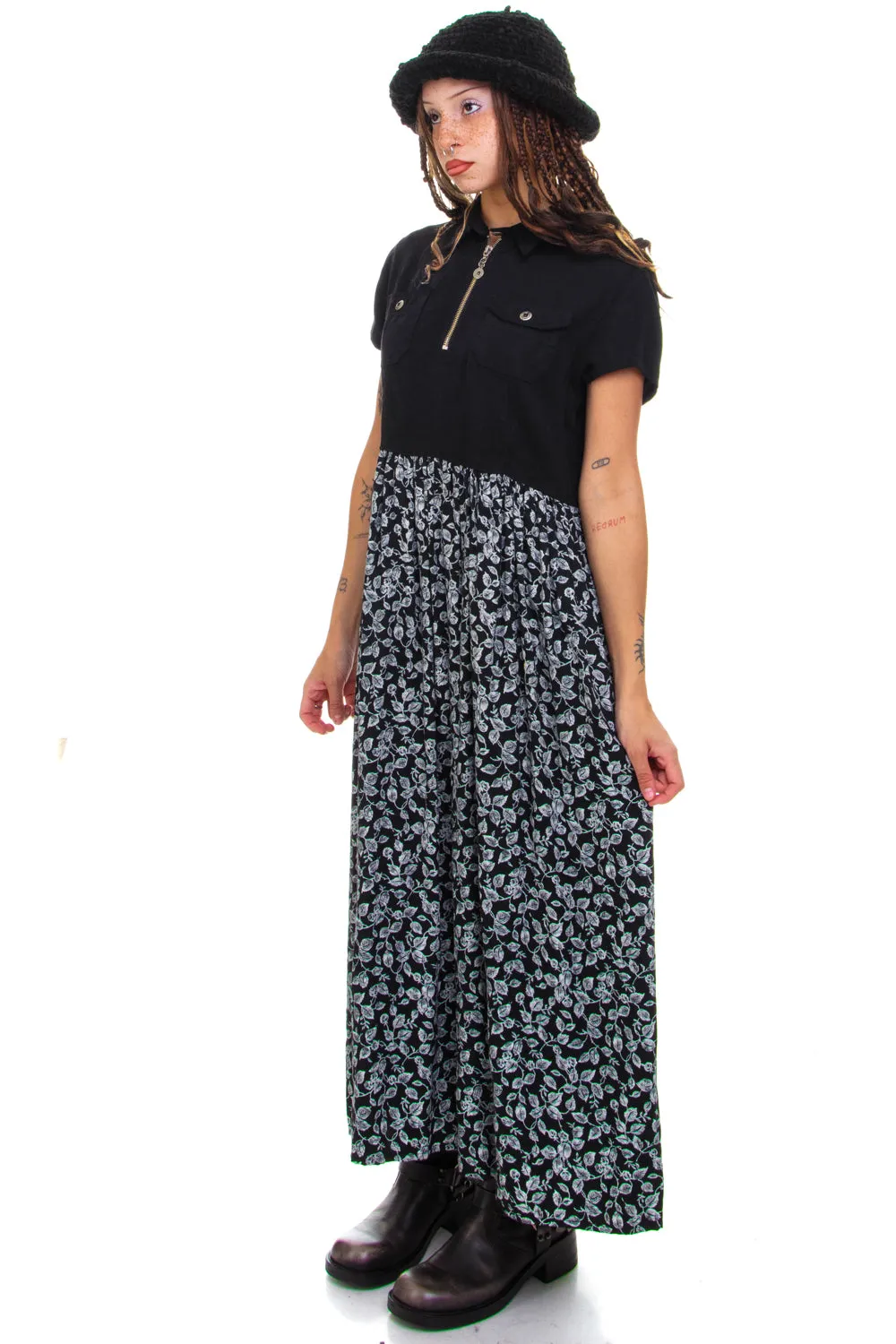 Vintage 90's Floral Zip Up Maxi Dress - S/M sold by Tunnel Vision product image thumbnail 3