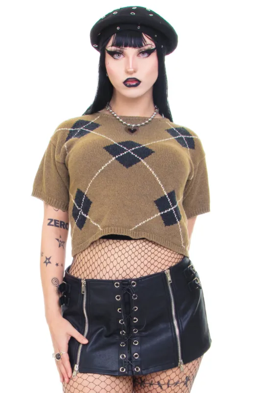 Vintage 90's Argyle Knit Top - OSFM sold by Tunnel Vision