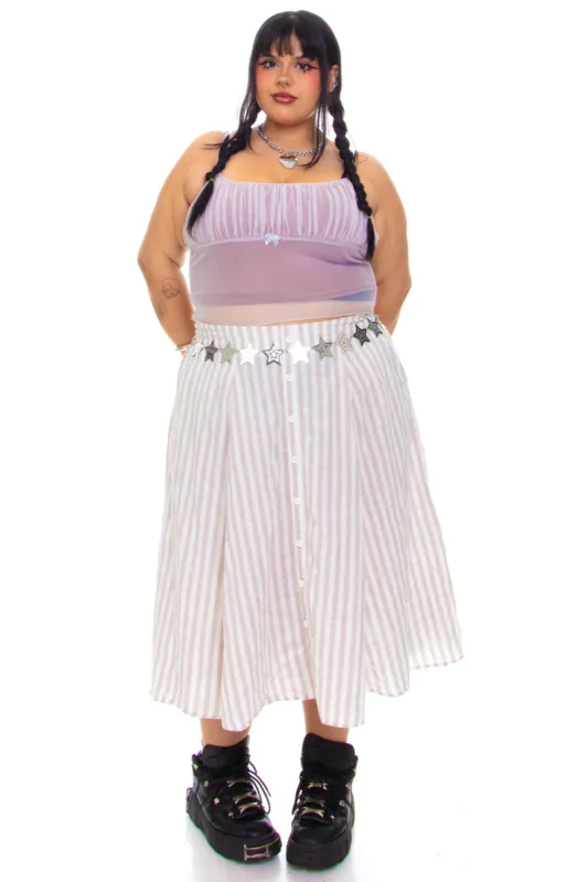 Vintage Y2K Stripe Button Maxi Skirt - 2X/3X sold by Tunnel Vision