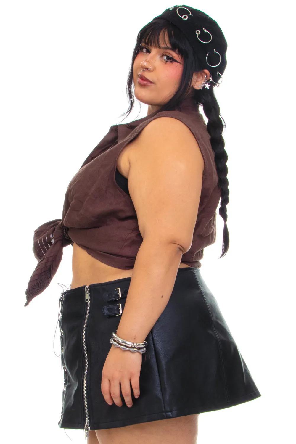 Vintage Y2K Brown Linen Blouse - 2X/3X sold by Tunnel Vision product image thumbnail 4