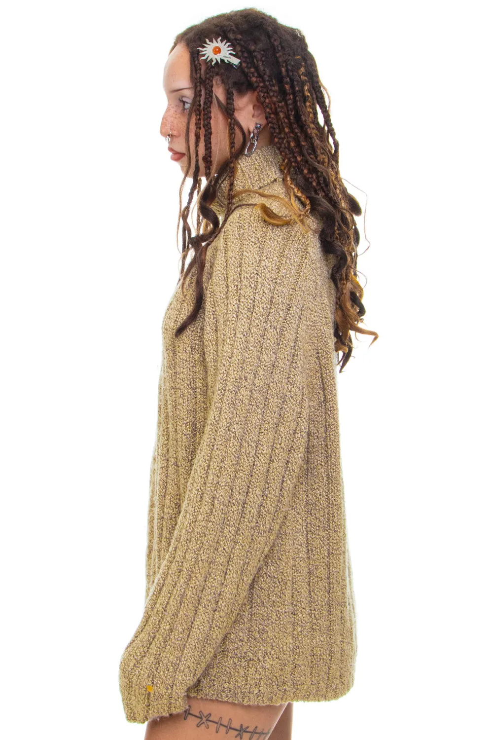 Vintage 90's Light Brown Turtle Neck Knit Sweater - OSFM sold by Tunnel Vision product image thumbnail 4