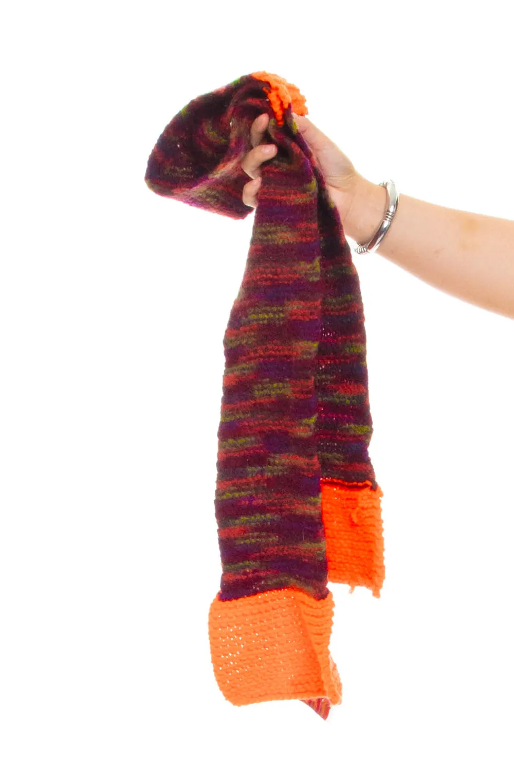 Vintage Y2K Bright Orange Stripe Knit Scarf sold by Tunnel Vision product image thumbnail 2