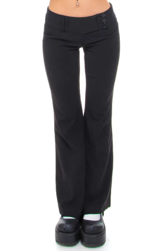 Vintage Y2K Low-Rise Black Flare Pants - S sold by Tunnel Vision
