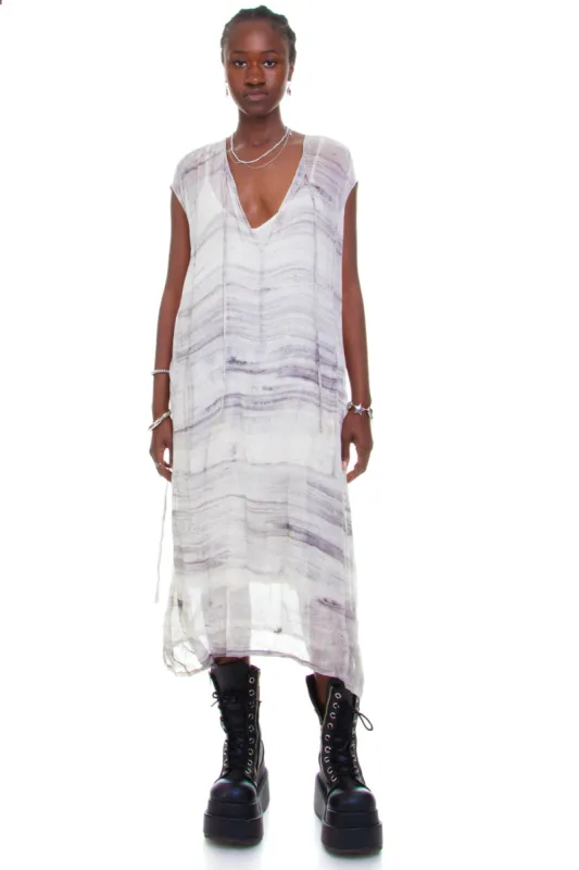 Vintage Y2K Grey Dyed Pattern Layered Dress - S/M sold by Tunnel Vision