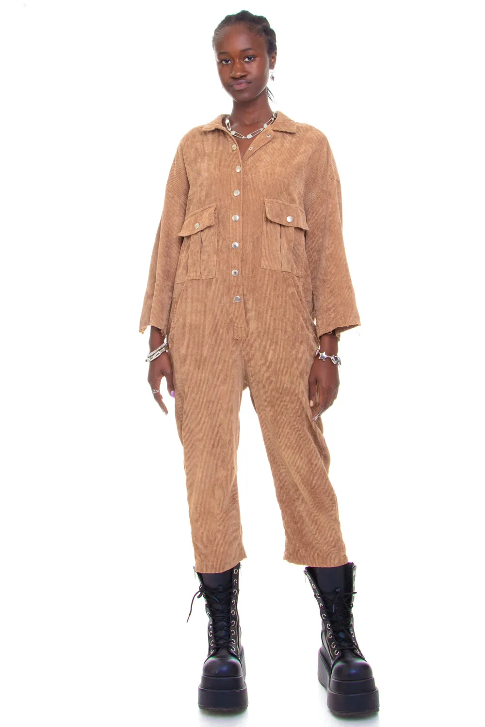 Vintage Y2K Corduroy Button Overalls - M/L sold by Tunnel Vision product image thumbnail 2