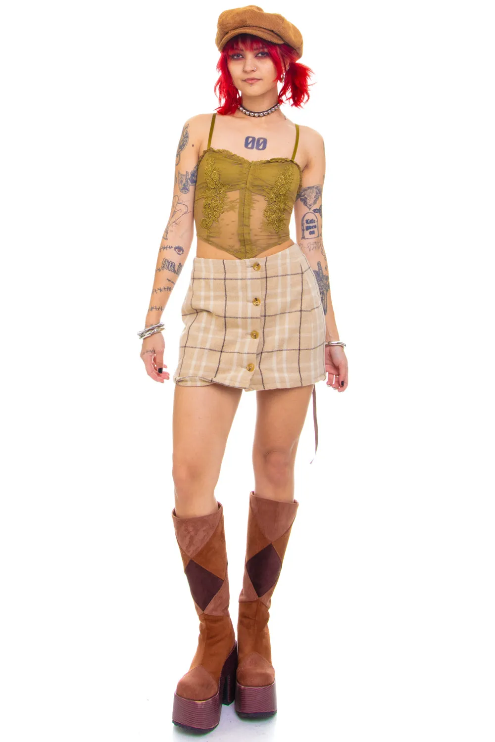 Vintage Y2K Plaid Mini Button Skirt - S sold by Tunnel Vision product image thumbnail 2