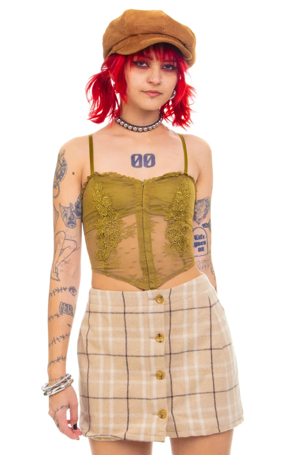 Vintage Y2K Plaid Mini Button Skirt - S sold by Tunnel Vision