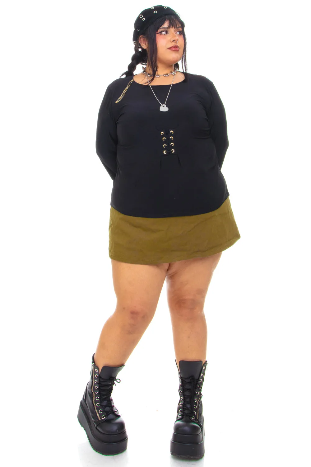 Vintage Y2K Black Lace Up Flutter Top - 2X/3X sold by Tunnel Vision product image thumbnail 2