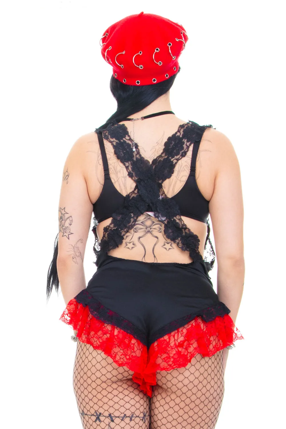 Vintage 90's Gothic Red Lace and Mesh Lingerie BodySuit - M/L sold by Tunnel Vision product image thumbnail 5