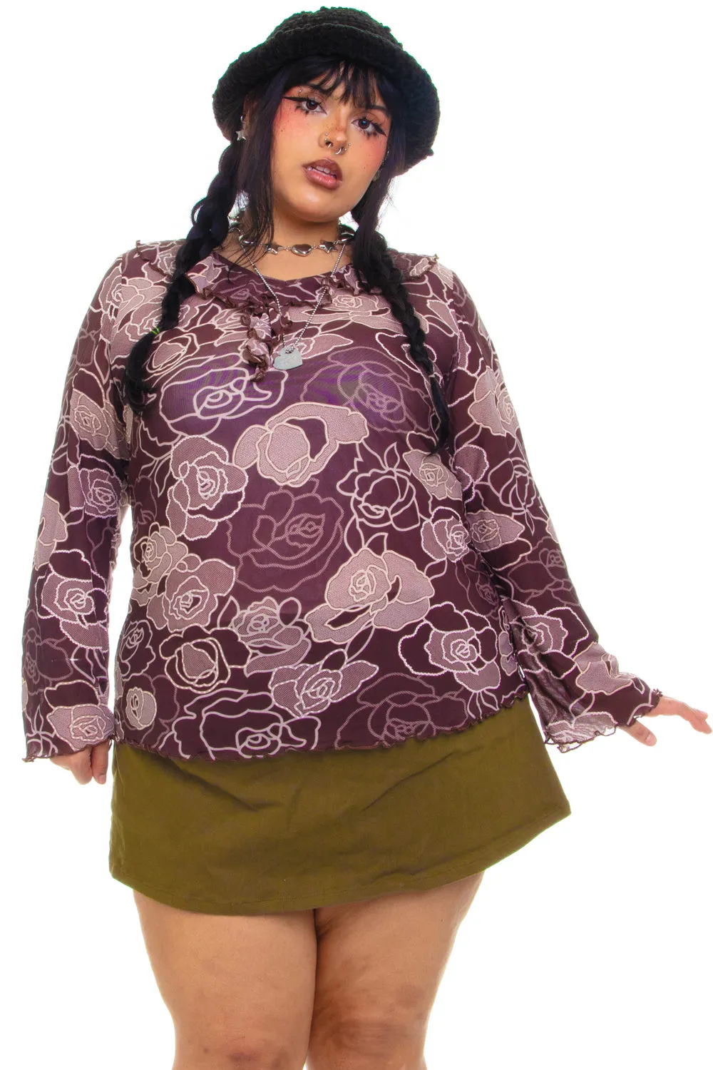 Vintage Y2K Rose Flutter Top - 2X/3X sold by Tunnel Vision