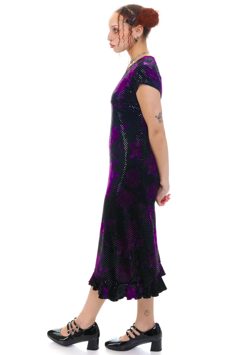 Vintage 90's Purple Rose Velvet Dress - S sold by Tunnel Vision product image thumbnail 4