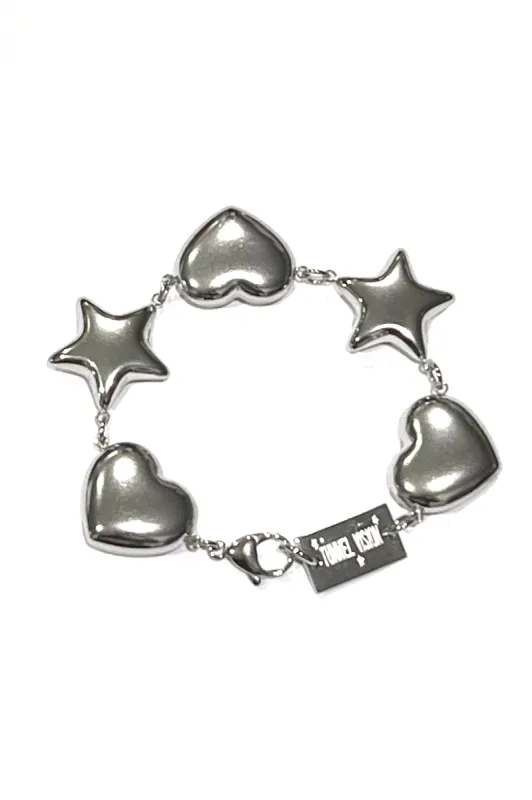 Stainless Steel Puffy Heart & Star Bracelet sold by Tunnel Vision