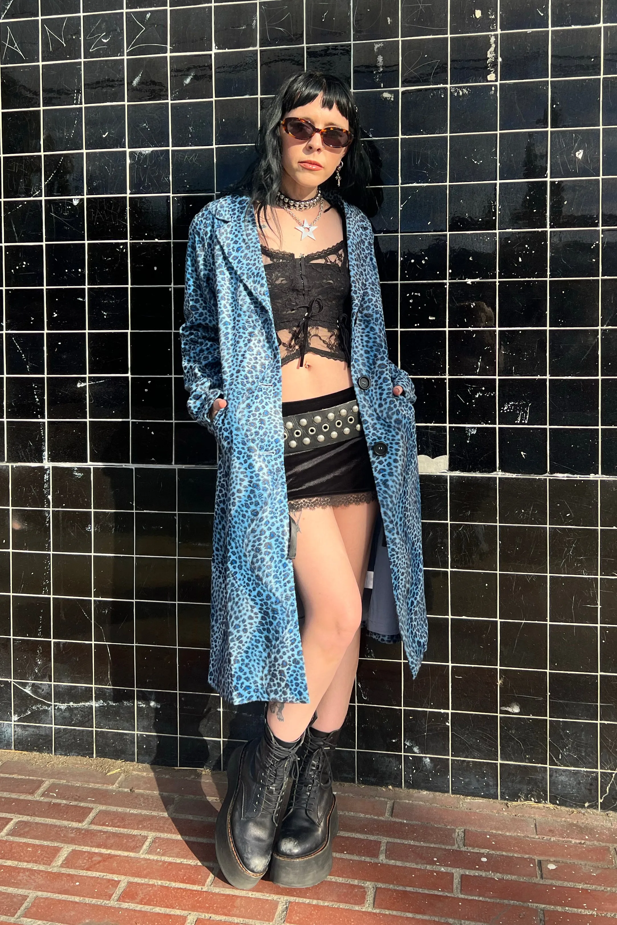 Mazzy Blue Cheetah Longline Jacket sold by Tunnel Vision product image thumbnail 3