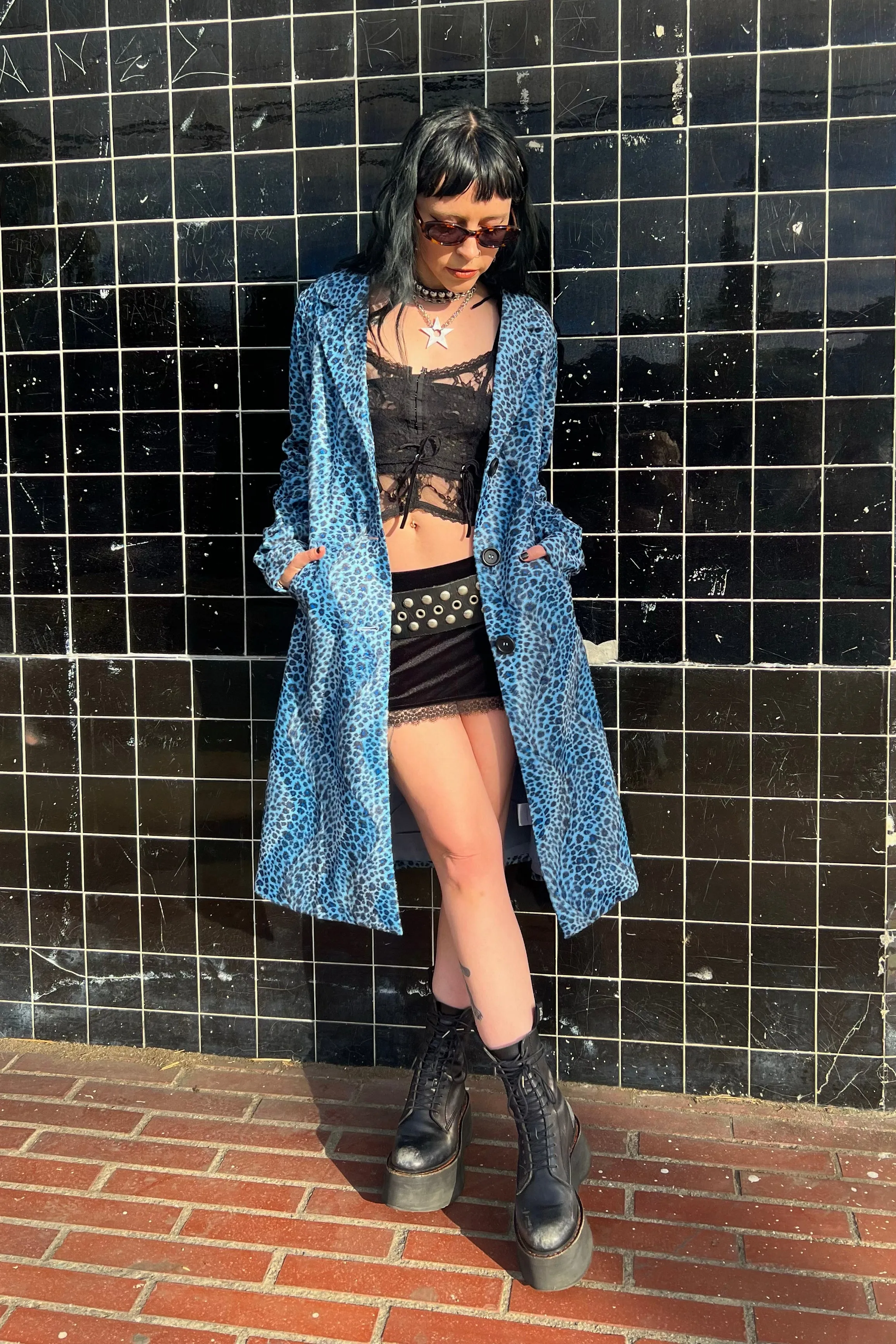 Mazzy Blue Cheetah Longline Jacket sold by Tunnel Vision product image thumbnail 2