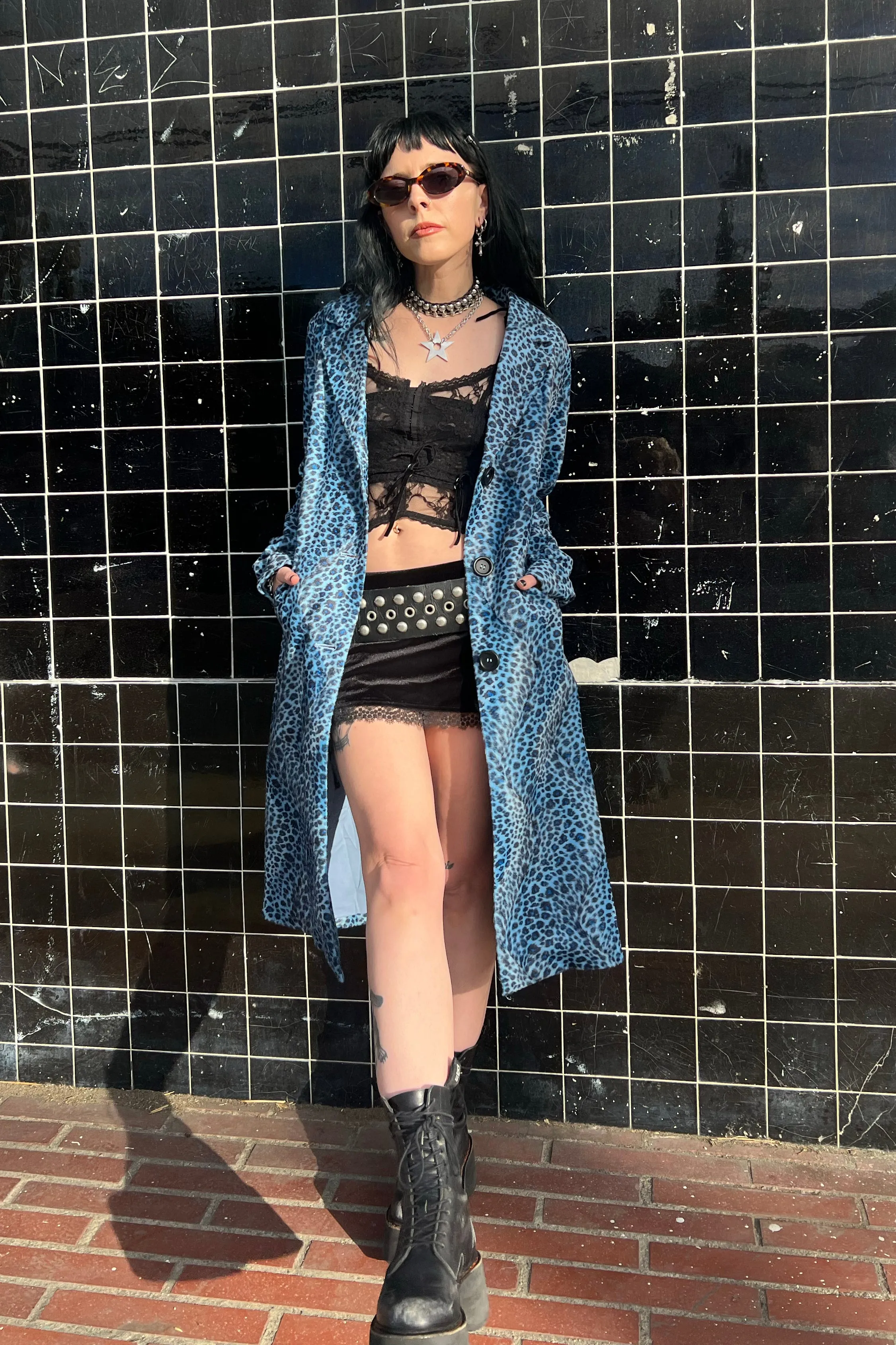 Mazzy Blue Cheetah Longline Jacket sold by Tunnel Vision product image thumbnail 4