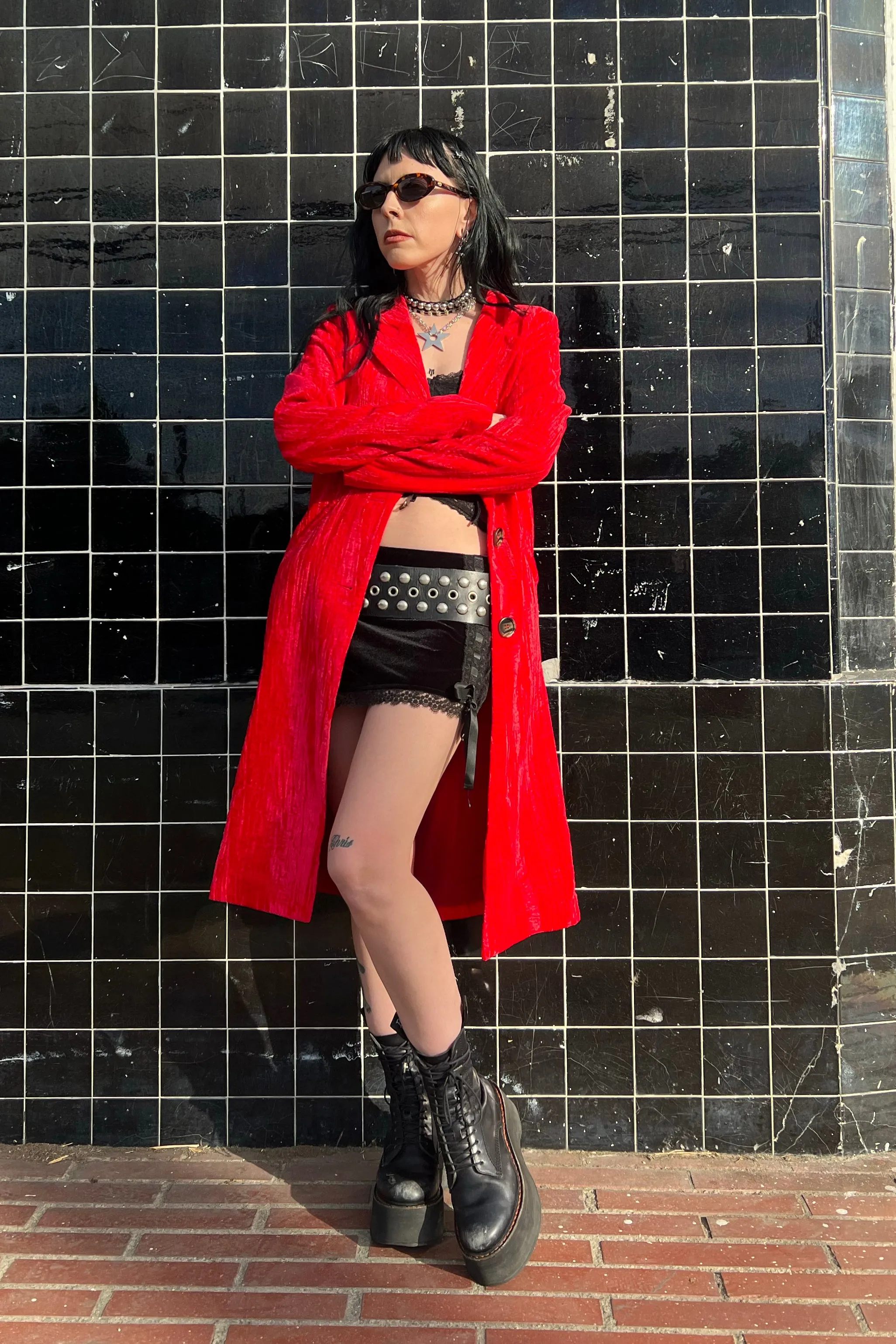 Mazzy Red Longline Jacket sold by Tunnel Vision product image thumbnail 2