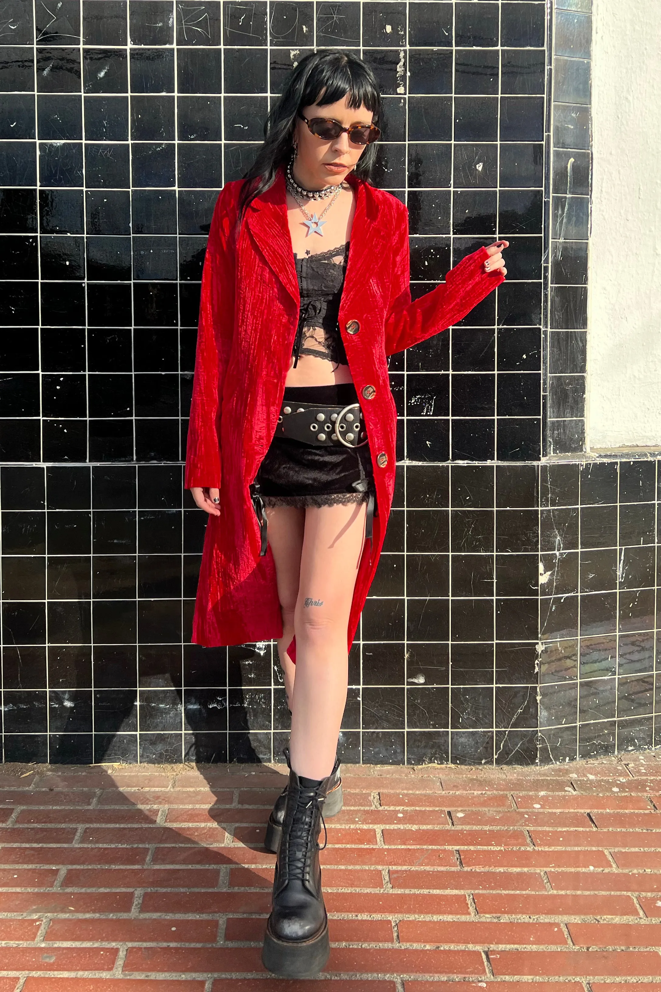 Mazzy Red Longline Jacket sold by Tunnel Vision product image thumbnail 4