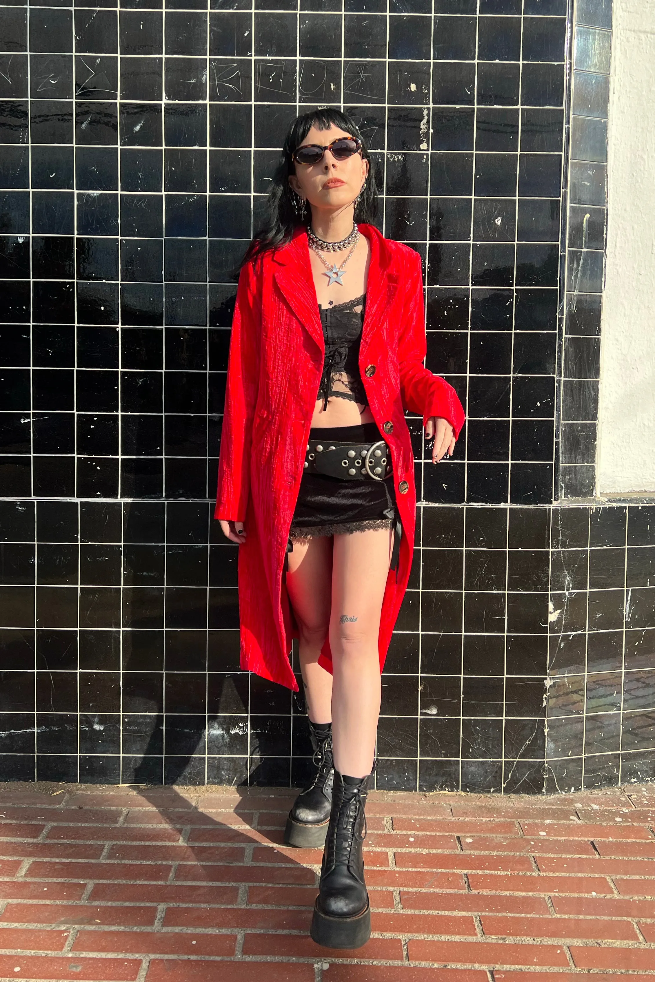 Mazzy Red Longline Jacket sold by Tunnel Vision product image thumbnail 5