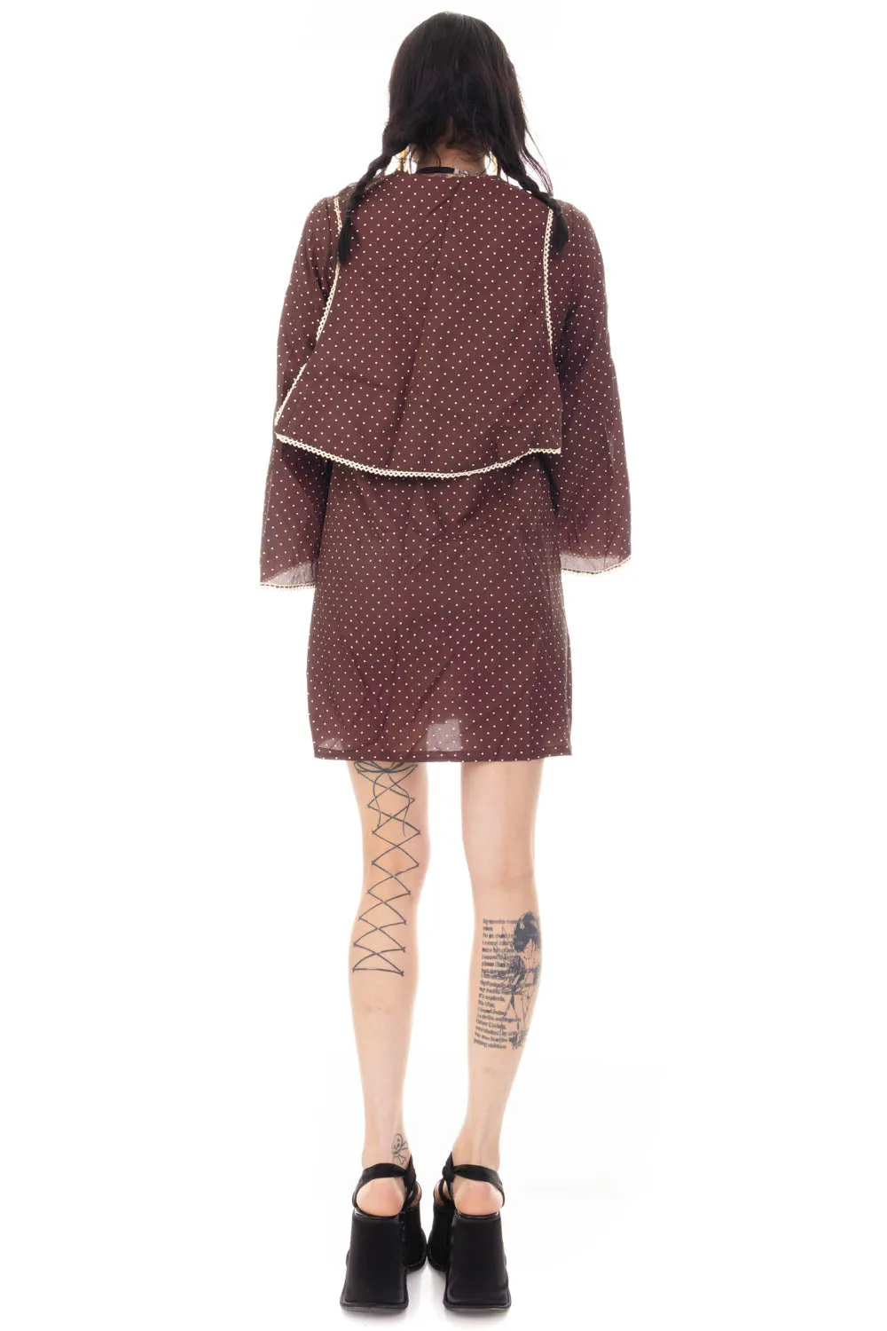 Vintage 70's Polka Dot Sailor Collar Ribbon Dress - S/M sold by Tunnel Vision product image thumbnail 5