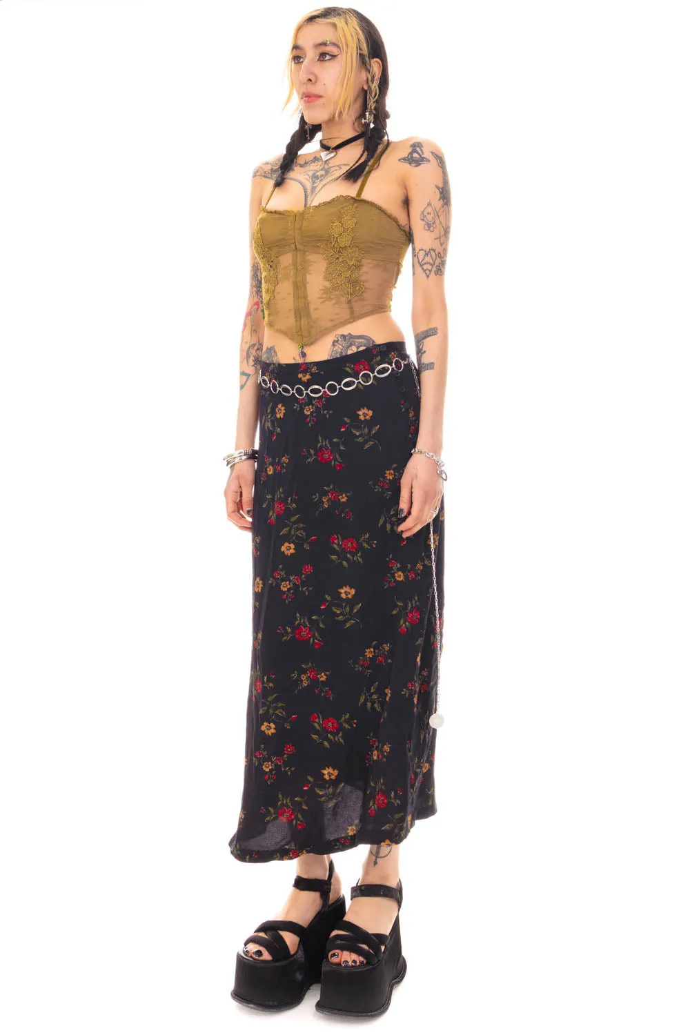 Vintage 90's Grunge Florals Maxi Skirt - M sold by Tunnel Vision product image thumbnail 3