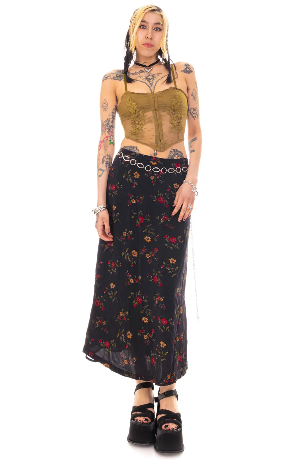 Vintage 90's Grunge Florals Maxi Skirt - M sold by Tunnel Vision product image thumbnail 2